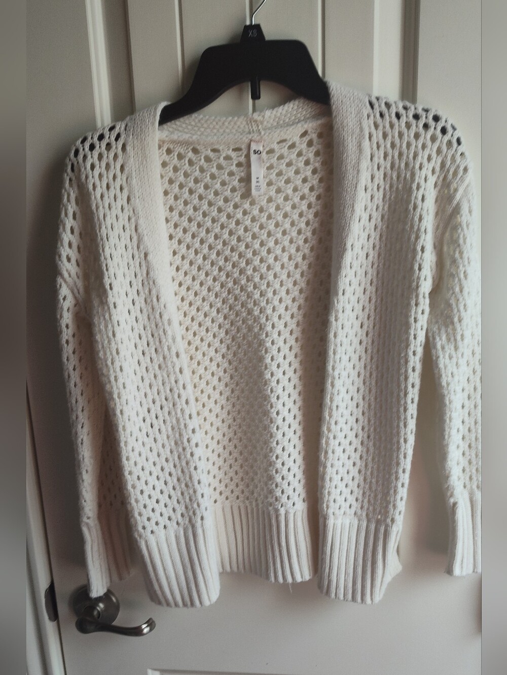 SO Open-Weave Cream Girls Cardigan